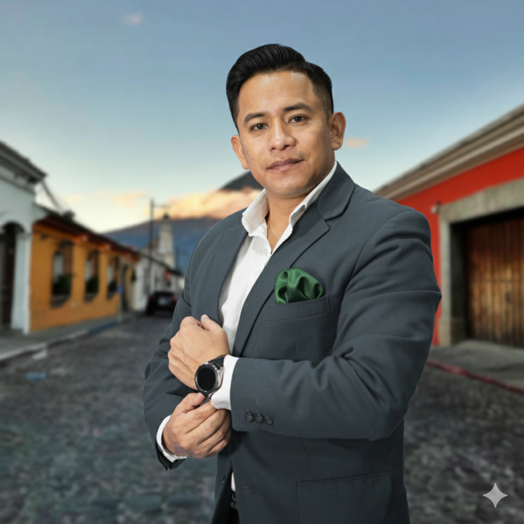 Eduardo Sacahui compartiendo con su familia en Antigua Guatemala